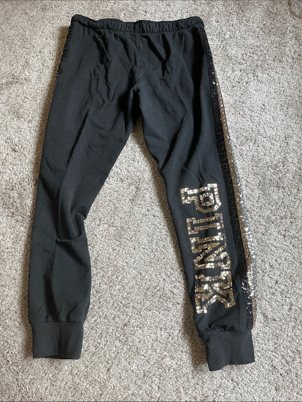 Victoria's Secret PINK Black Sequins Campus Loungers, Bling